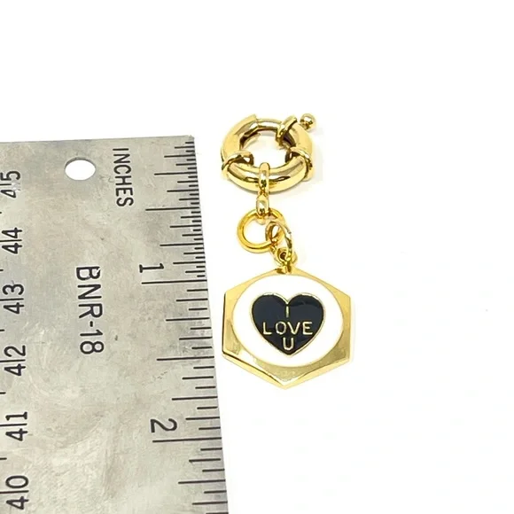 New Anthropologie x TOVA Enamel Love Heart Charm Gold - Picture 4 of 4